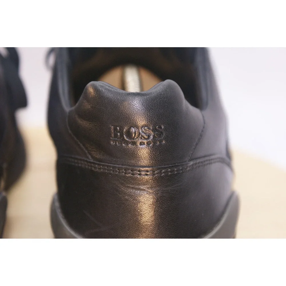 Hugo Boss x Porsche Mens 10.5 Black Leather Textile Low Top Trainers Designer